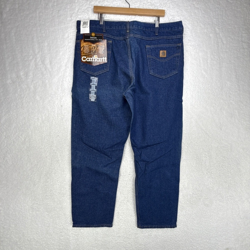 Carhartt Mens Traditional Fit Tapered Leg Denim Jeans 42x30 Blue B18 PRW NOS NWT - Picture 3 of 10